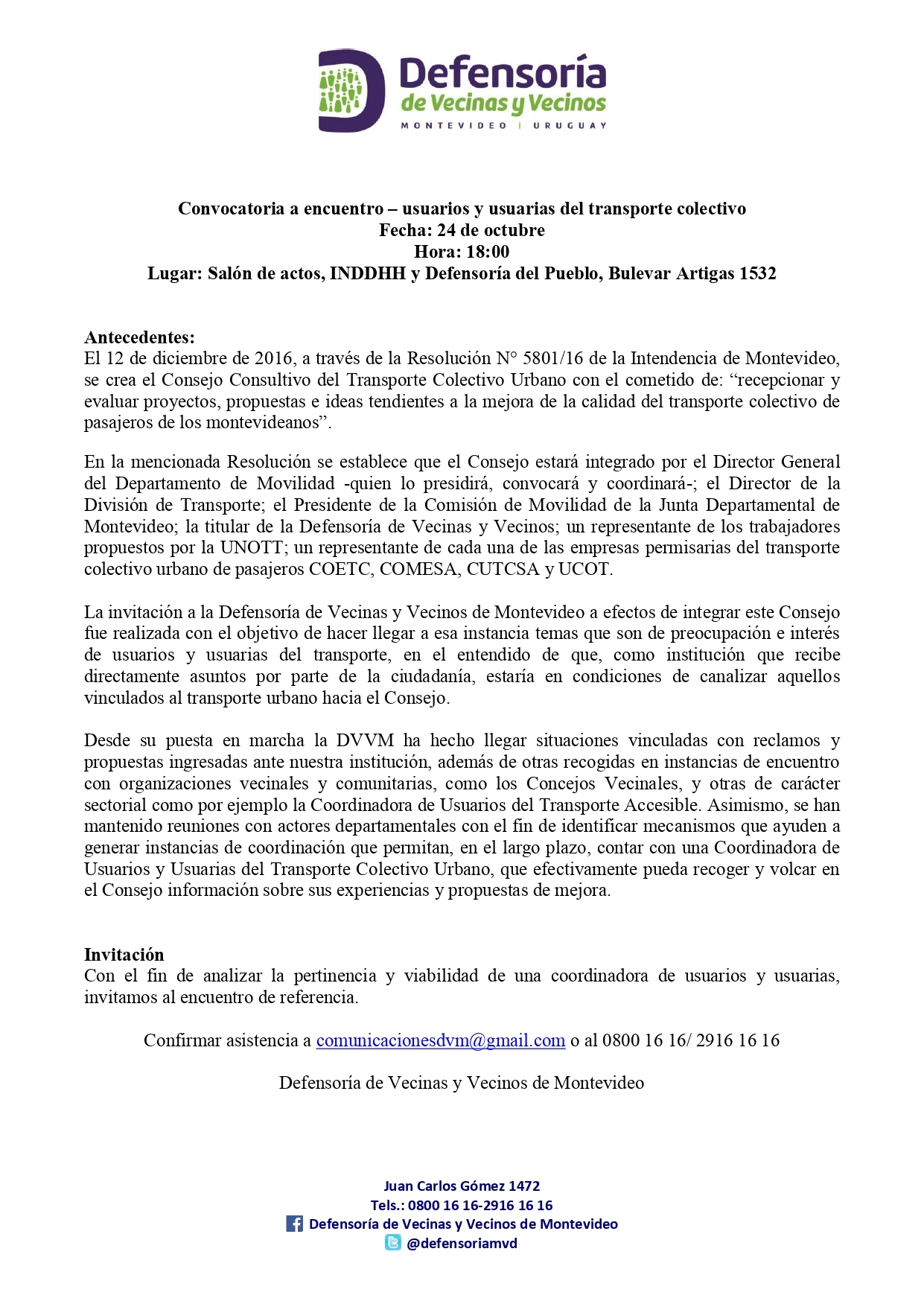 Convocatoria Coordinadora