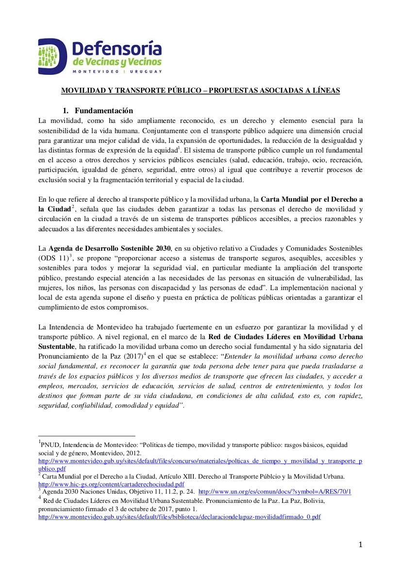Reclamos y sugerencias sobre las líneas de ómnibus (Defensoría de las Vecinas y Vecinos de Montevideo)